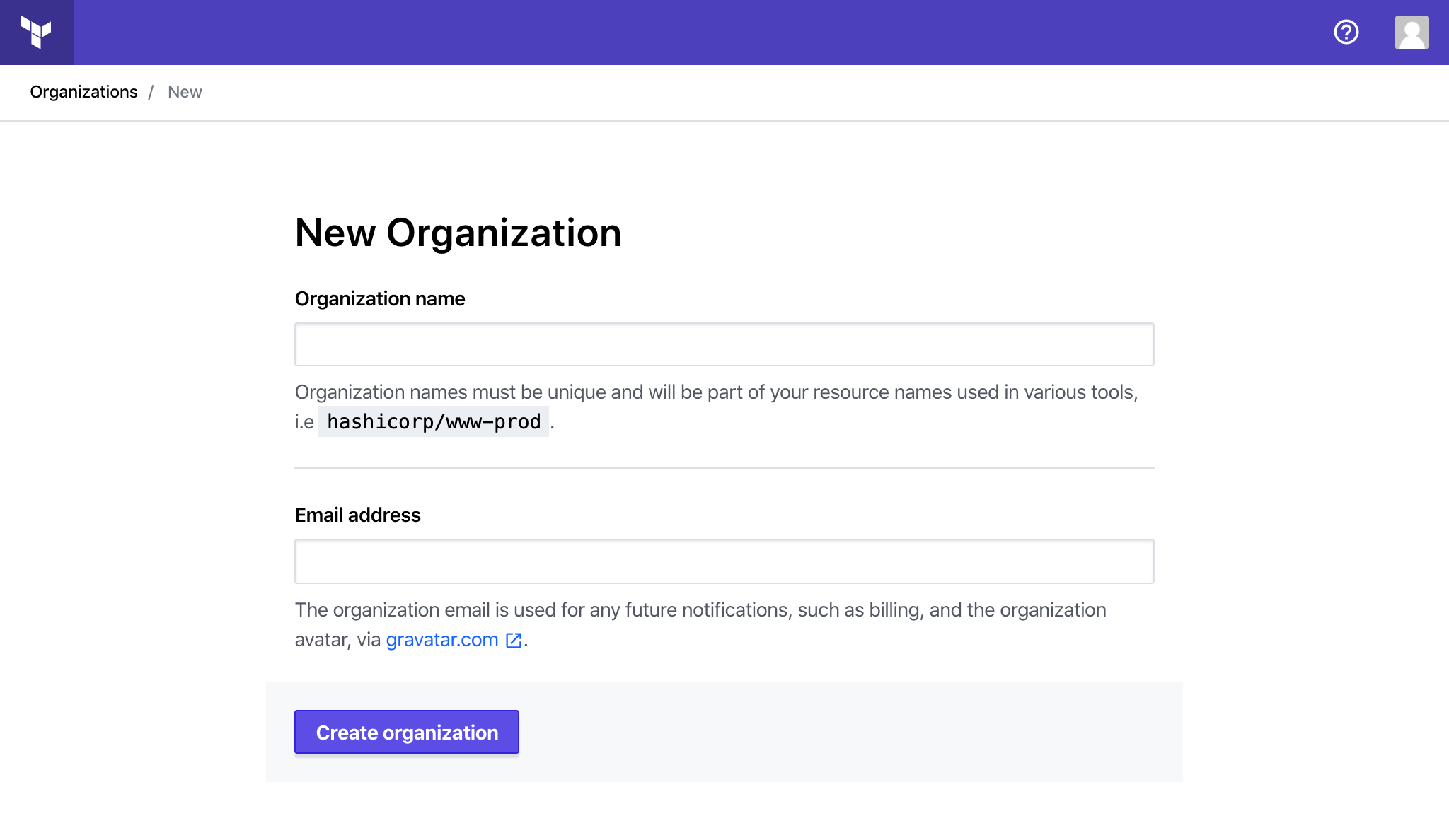 Create Organization