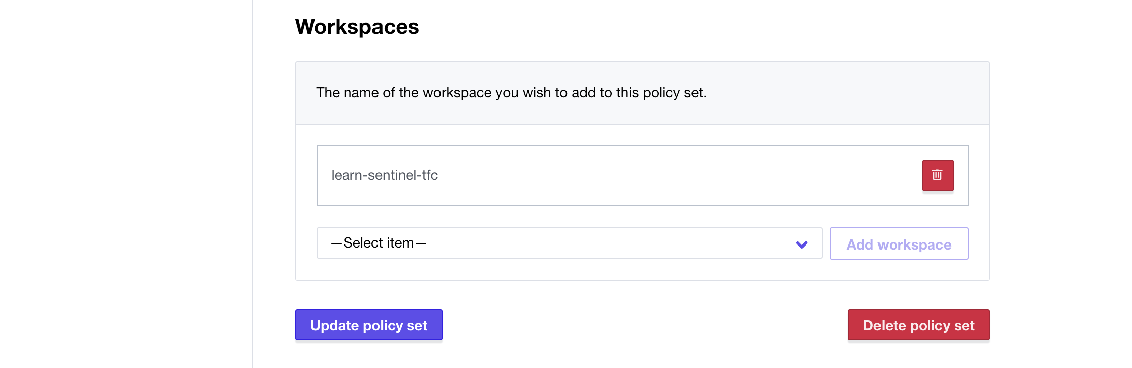 Delete Terraform Cloud policy set